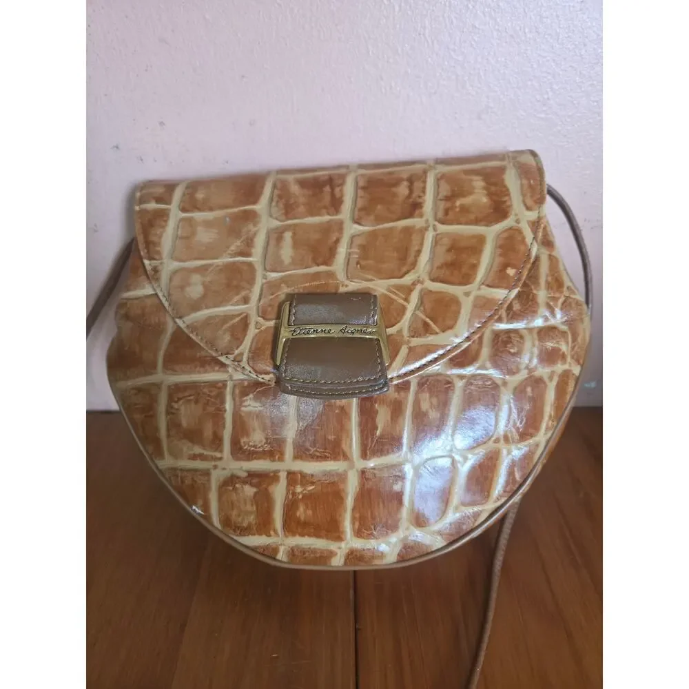 Etienne Aigner Crossbody Bag Medium Alligator Print Brown In Color - Picture 1 of 8
